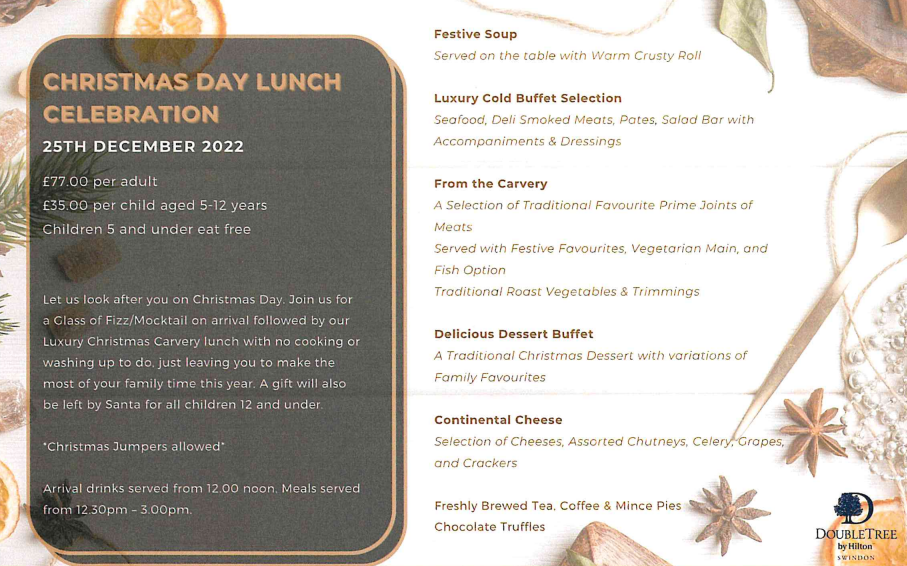 Christmas Day Lunch Celebration at Doubletree by Hilton Swindon